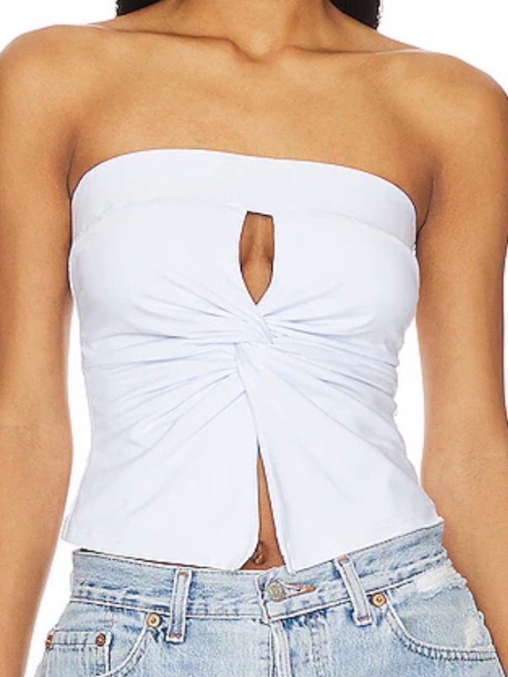 superdown White Strapless Twist-Front Camisole